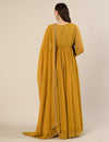 Mustard Foil Print Maternity & Nursing Anarkali Gown with Dupatta