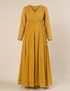 Mustard Foil Print Maternity & Nursing Anarkali Gown with Dupatta