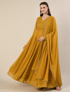 Mustard Foil Print Maternity & Nursing Anarkali Gown with Dupatta