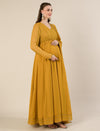 Mustard Foil Print Maternity & Nursing Anarkali Gown with Dupatta