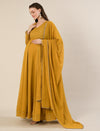 Mustard Foil Print Maternity & Nursing Anarkali Gown with Dupatta