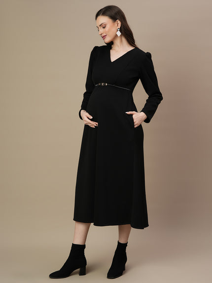 Buy Fleece Maternity Winter Dress with Belt