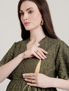 Floral Lace Green Maternity Dress