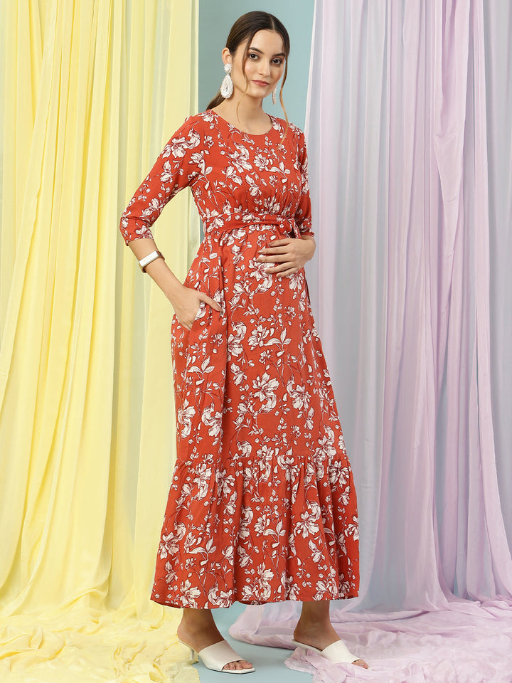 Floral Nursing Maxi Dress