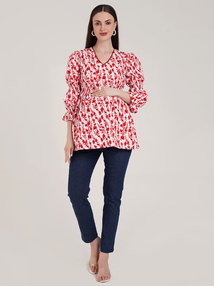 Floral Maternity Tunic Top
