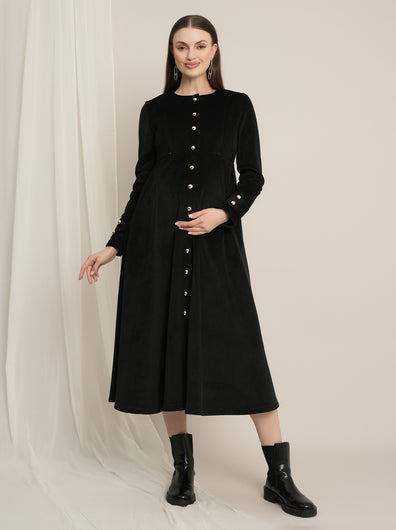 Formal Maternity Winter Dress - Black