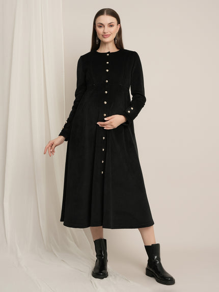 Formal Maternity Winter Dress - Black