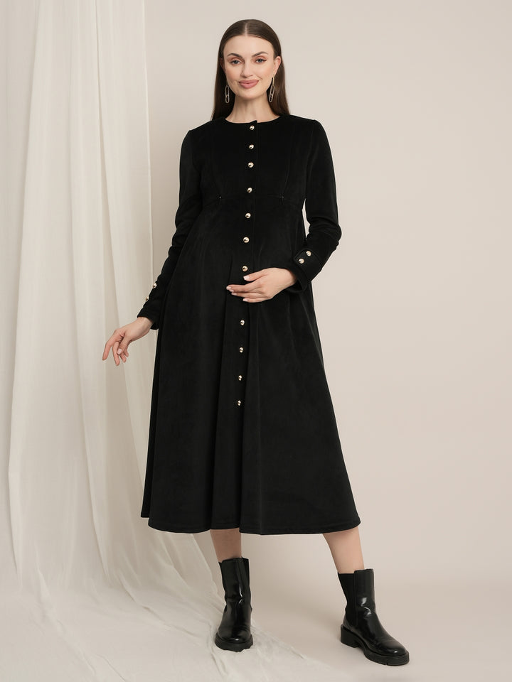 Formal Maternity Winter Dress - Black