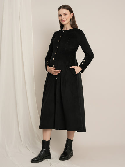 Formal Maternity Winter Dress - Black