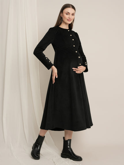 Formal Maternity Winter Dress - Black