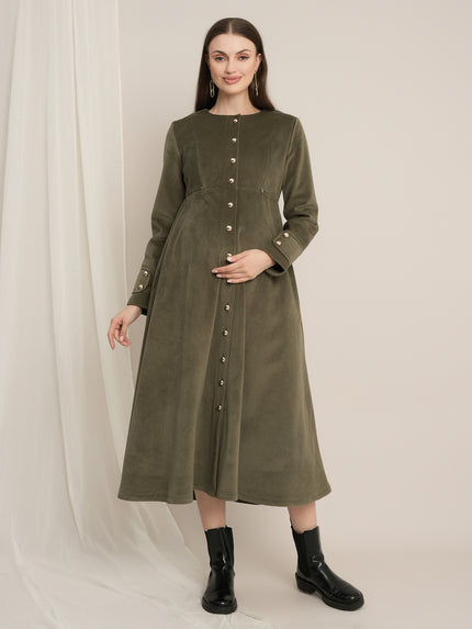 Formal Maternity Winter Dress - Green