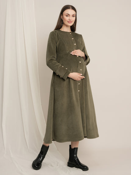 Formal Maternity Winter Dress - Green