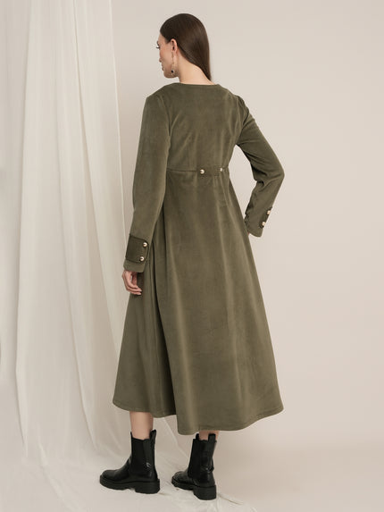 Formal Maternity Winter Dress - Green