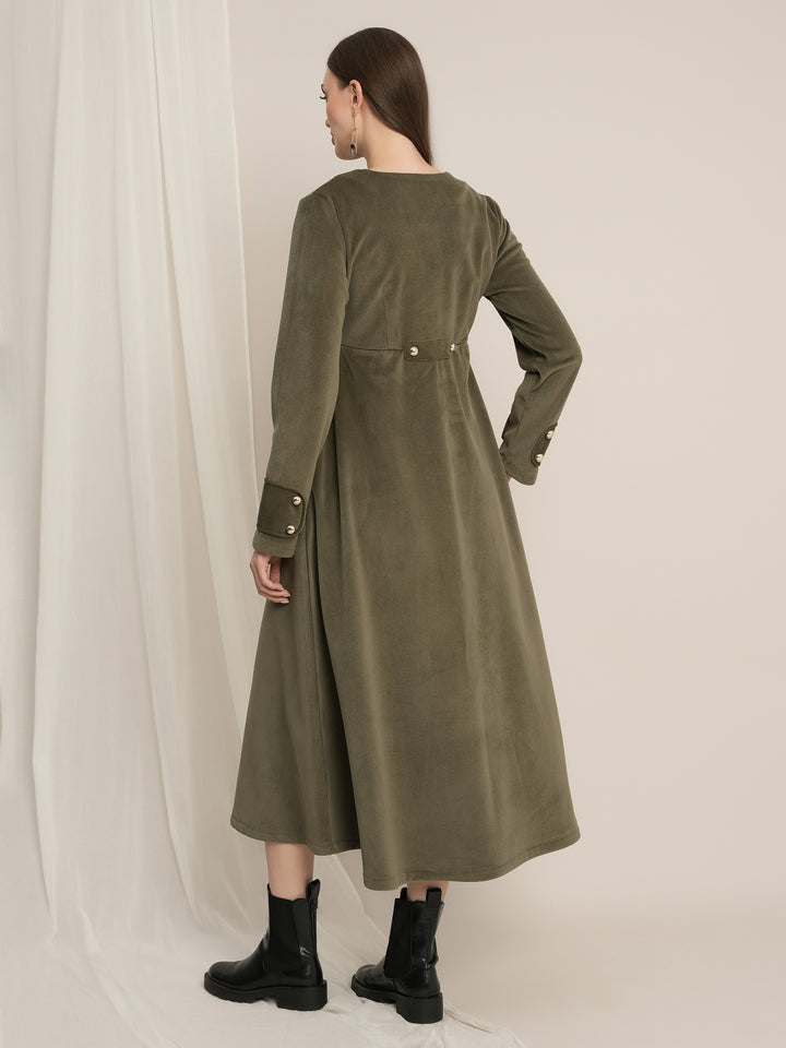 Formal Maternity Winter Dress - Green