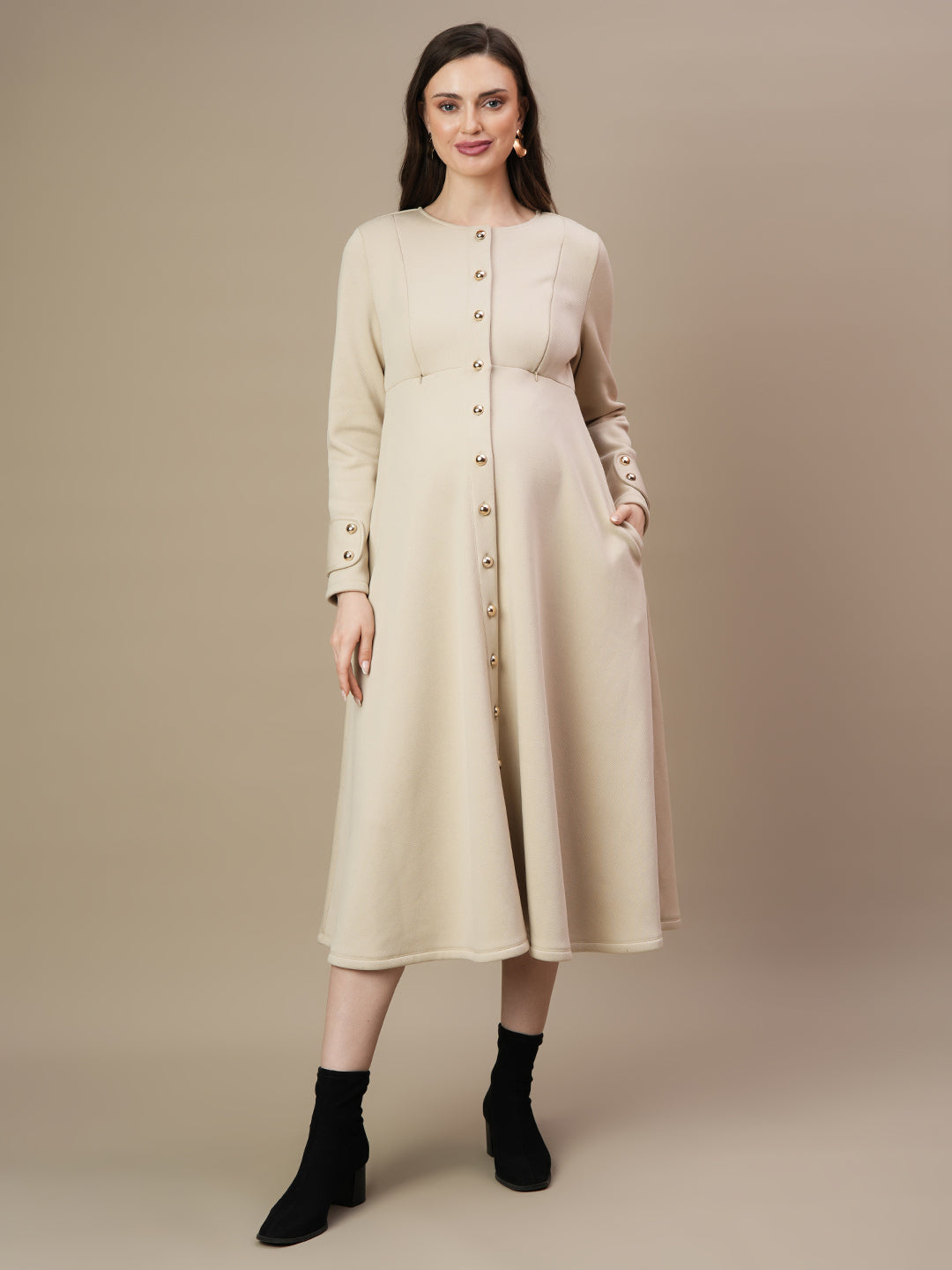 Buy Formal Maternity Winter Dress - Off-White Buy Formal Maternity Winter Dress - Off-White