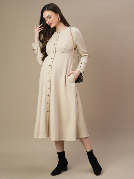 Buy Formal Maternity Winter Dress - Off-White Buy Formal Maternity Winter Dress - Off-White