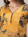 Yellow Georgette Maternity Kurti with Wide-Leg Pants Set