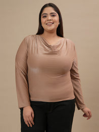 Golden Plus Size Cowl Neck Top