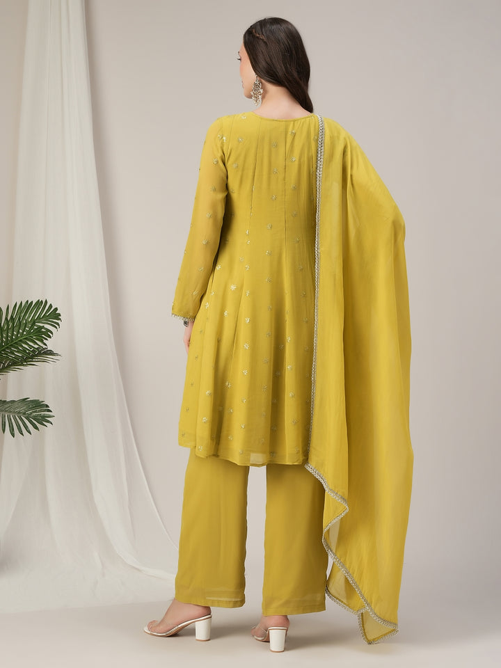 Green Embroidered Maternity Kalidaar Kurta Set with Dupatta