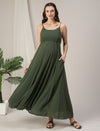 Green Maternity Anarkali Gown with Detachable Tiered Shrug