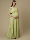 Green Floor-Length Maternity Maxi Formal Gown