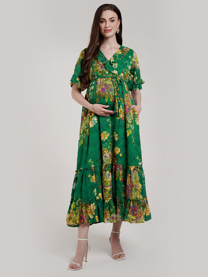Green Floral Maternity Dress