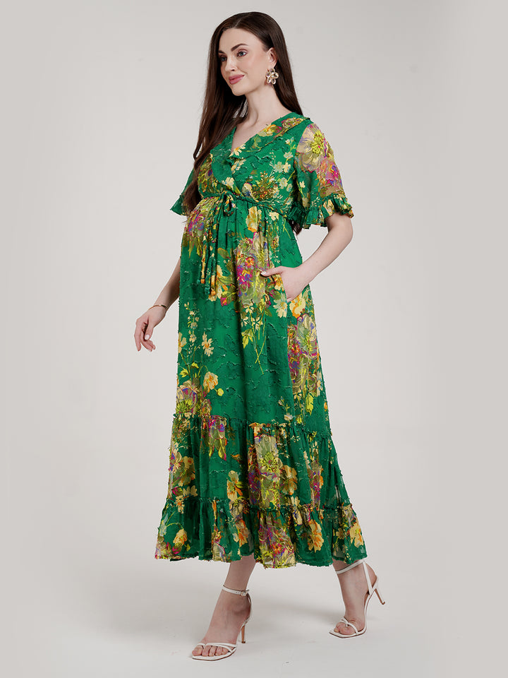 Green Floral Maternity Dress