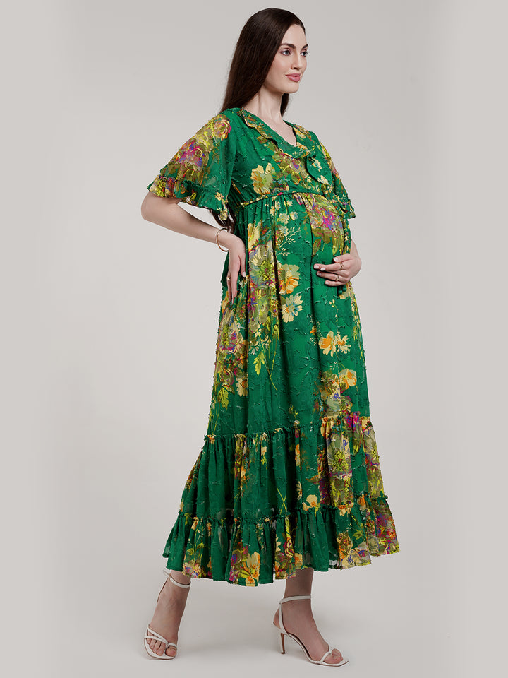 Green Floral Maternity Dress