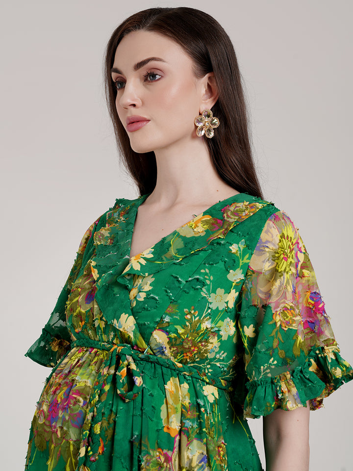 Green Floral Maternity Dress