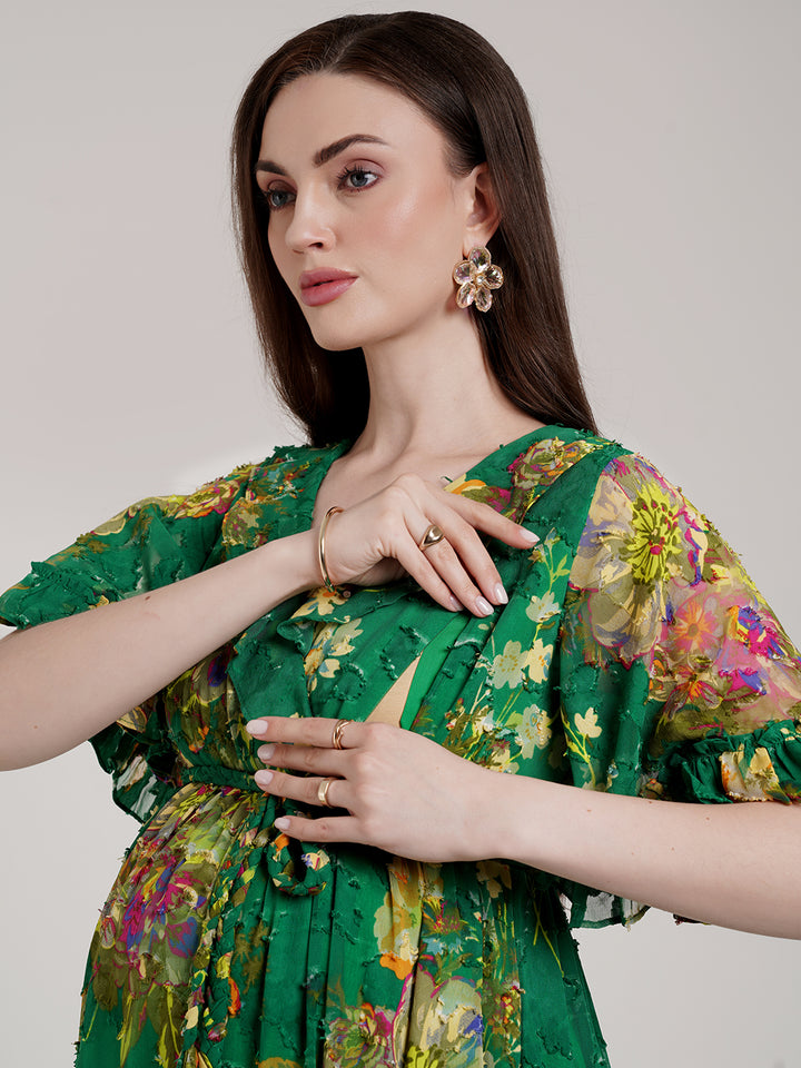 Green Floral Maternity Dress