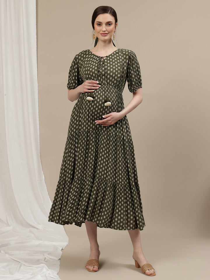 Green Long Maternity Dress