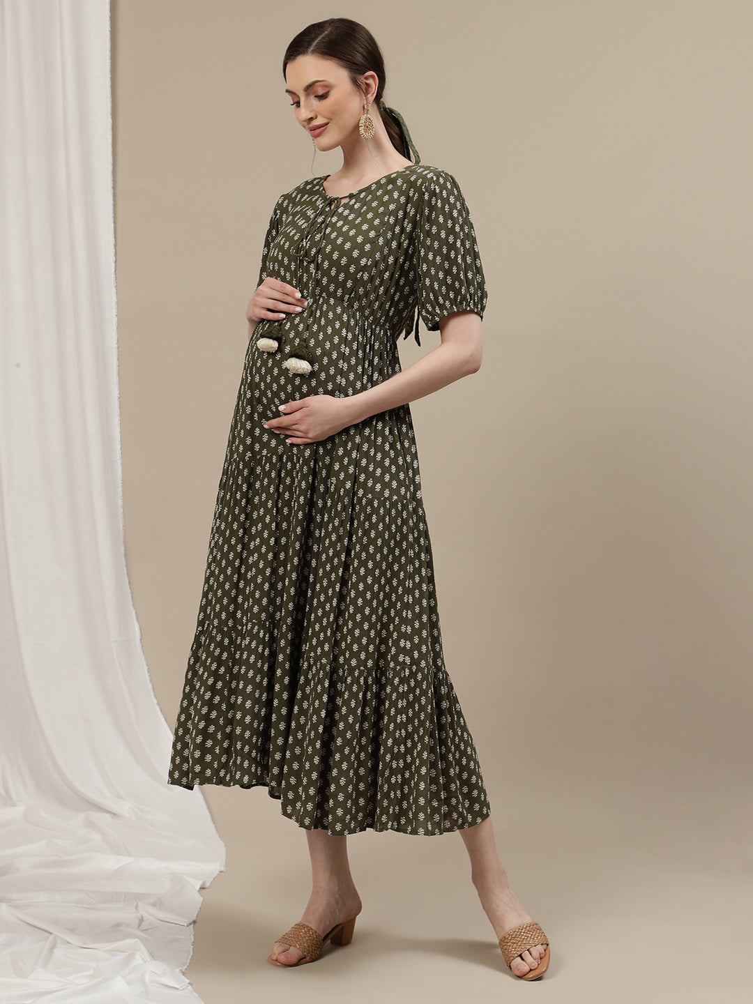 Buy Green Long Maternity Dress