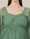 Green Maternity Party Maxi Dress with Long Sleeves