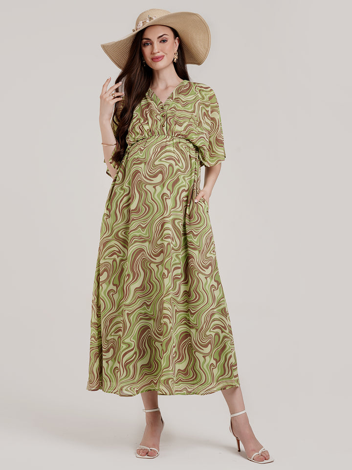 Green Maternity Kaftan Dress