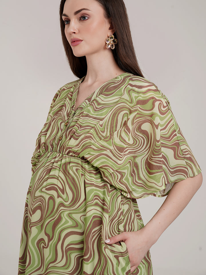 Green Maternity Kaftan Dress