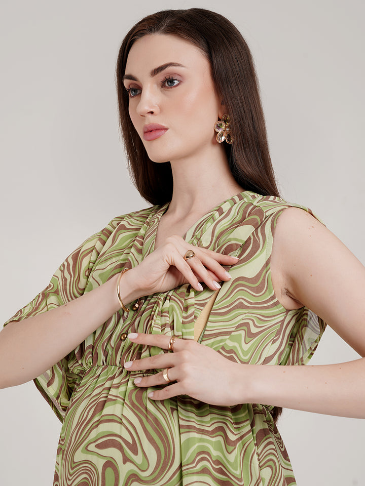Green Maternity Kaftan Dress