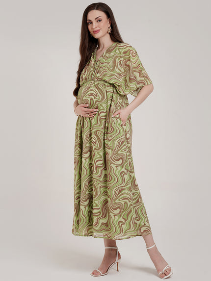 Green Maternity Kaftan Dress