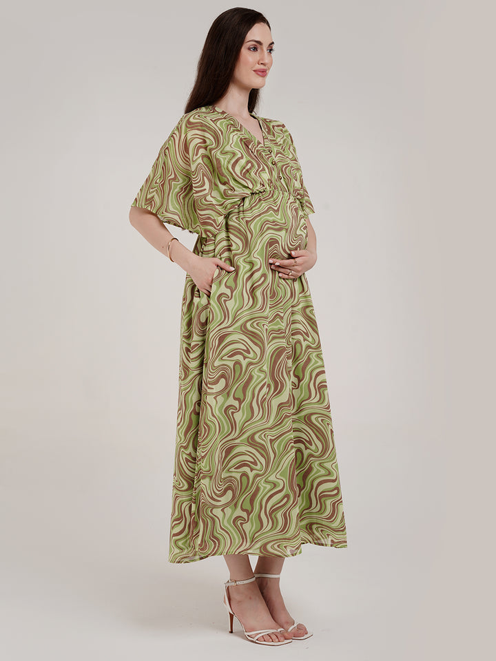 Green Maternity Kaftan Dress