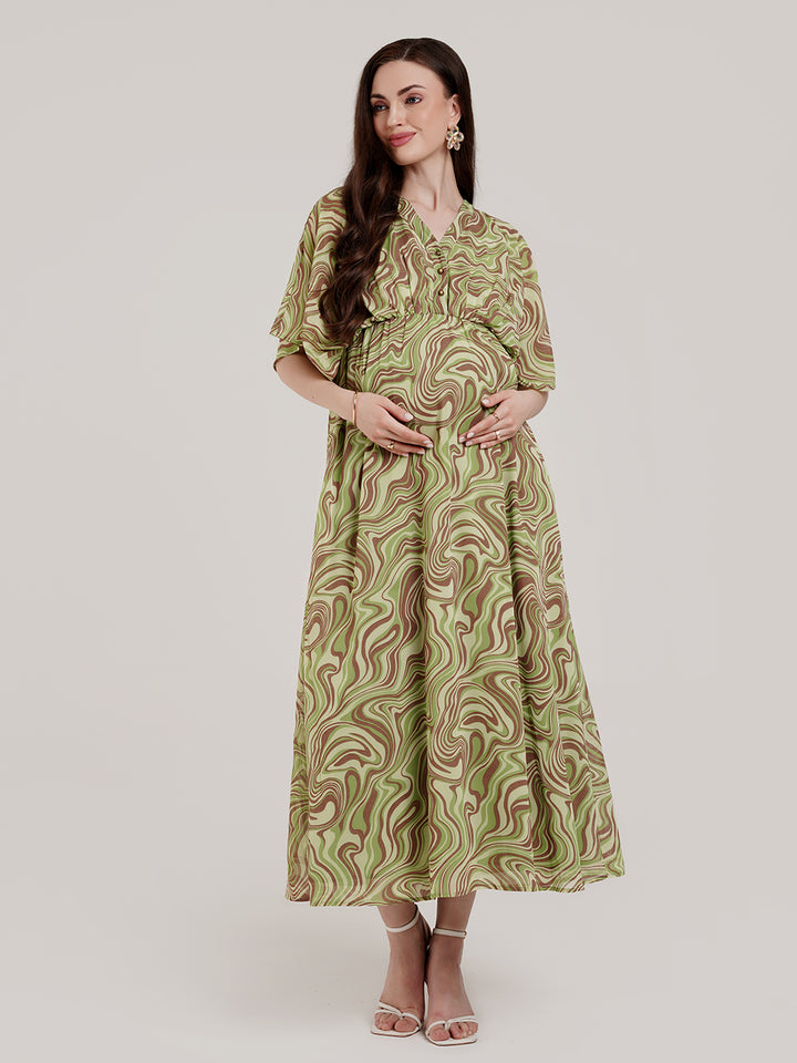 Green Maternity Kaftan Dress