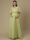 Green Maternity Maxi Formal Gown with Train