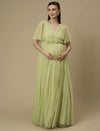 Green Maternity Maxi Formal Gown with Train