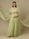 Green Maternity Maxi Formal Gown with Train
