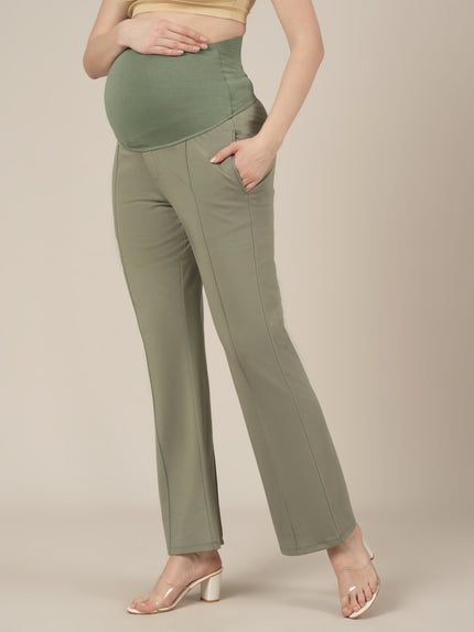 Green Maternity Pintuck Bootcut Pants