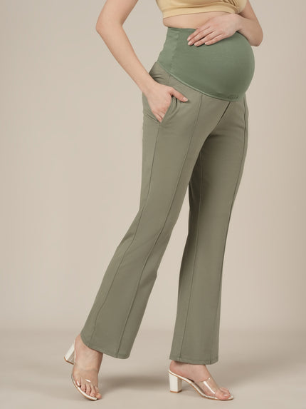 Green Maternity Pintuck Bootcut Pants