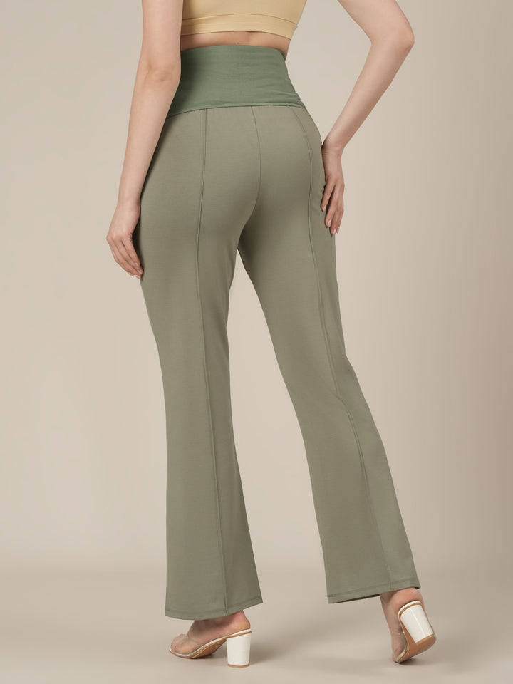 Green Maternity Pintuck Bootcut Pants