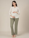 Green Maternity Pintuck Bootcut Pants
