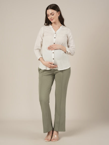 Green Maternity Pintuck Bootcut Pants