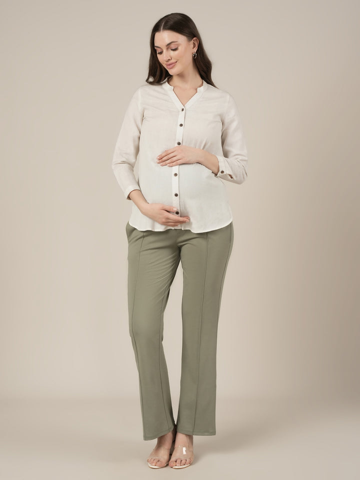 Green Maternity Pintuck Bootcut Pants
