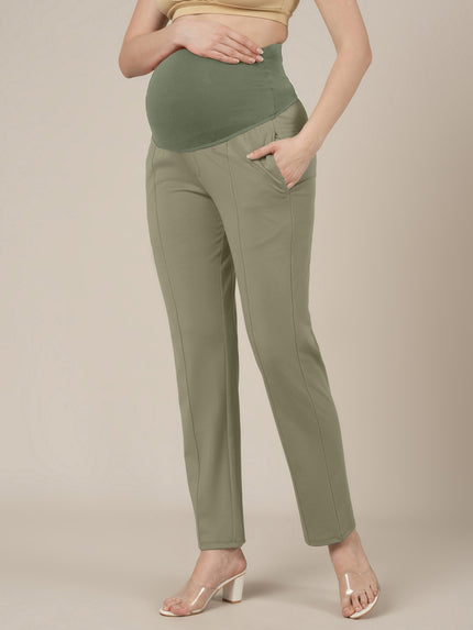 Maternity Pintuck Tapered Fit Pants-Green