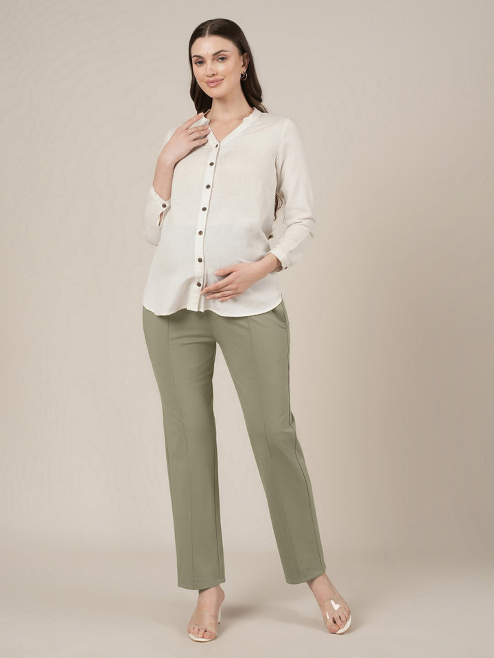 Green Maternity Stretchy Straight Pants